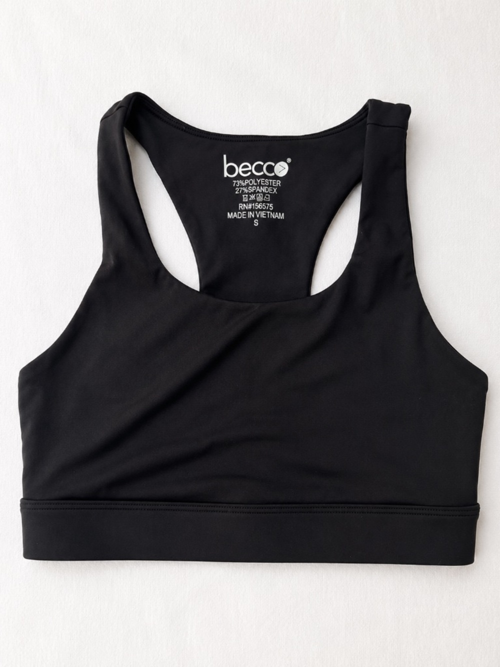 Becca Black Racerback Sports Bra Size Small